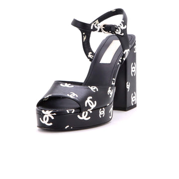 Chanel Women's Coco Beach Heeled Sandals Printed Leather