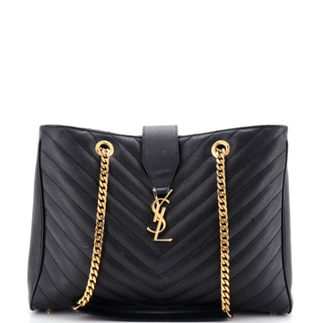 Saint Laurent Classic Monogram Shopper Matelasse Chevron Leather Large