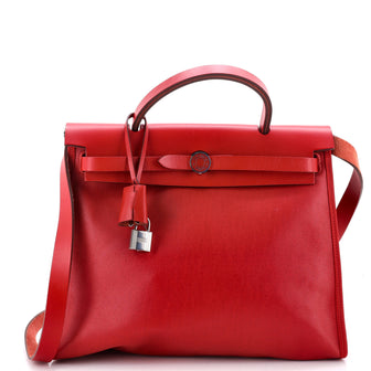 Hermes Herbag Zip Berline Vache Canvas and Leather 31