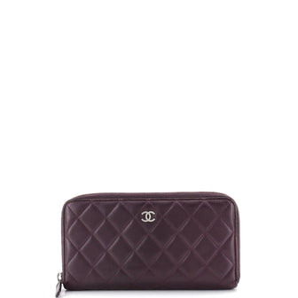 Chanel Zip Around Wallet Quilted Lambskin Long