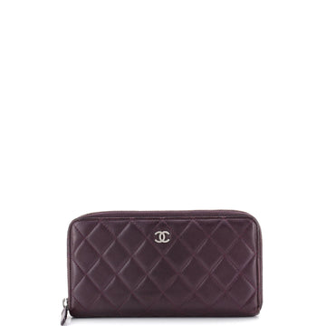 Chanel Zip Around Wallet Quilted Lambskin Long