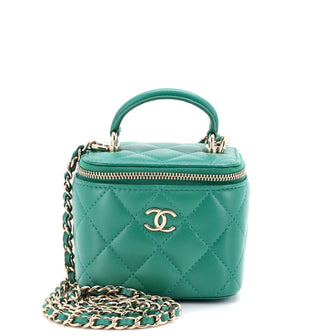 Chanel Classic Top Handle Vanity Case with Chain Quilted Lambskin Mini