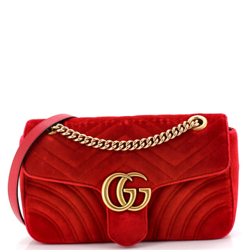 Gucci GG Marmont Flap Bag Matelasse Velvet Small