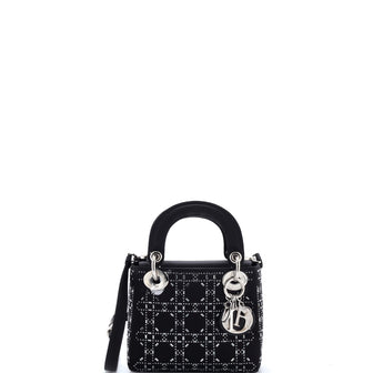 Christian Dior Lady Dior Bag Crystal Embellished Cannage Quilt Satin Mini