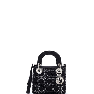 Christian Dior Lady Dior Bag Crystal Embellished Cannage Quilt Satin Mini