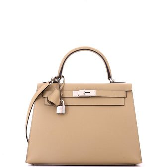 Hermes Kelly Handbag Brown Epsom with Palladium Hardware 28