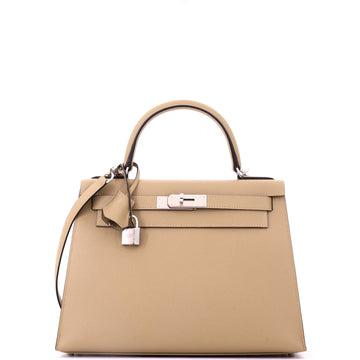 Hermes Kelly Handbag Brown Epsom with Palladium Hardware 28
