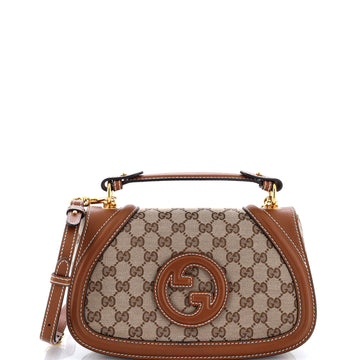 Gucci Blondie NM Top Handle Bag GG Coated Canvas with Leather Medium