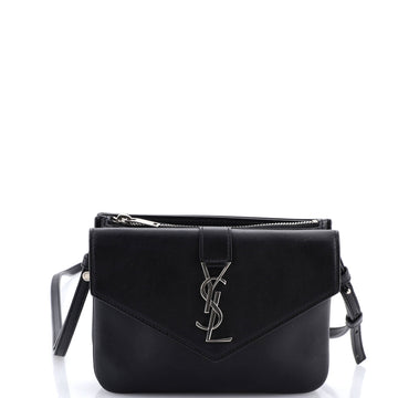 Saint Laurent Classic Monogram Tri-Pocket Crossbody Bag Leather