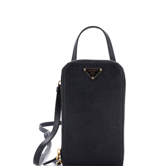 Prada Zip Phone Holder Crossbody Bag Saffiano Leather