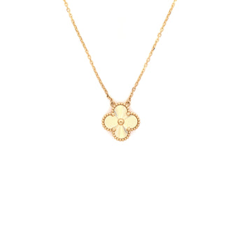 Van Cleef & Arpels Vintage Alhambra Pendant Necklace Guilloche 18K Yellow Gold