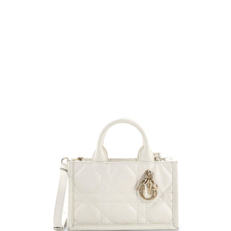 Christian Dior Book Tote with Strap Macrocannage Quilt Calfskin Mini