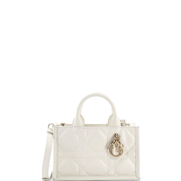 Christian Dior Book Tote with Strap Macrocannage Quilt Calfskin Mini