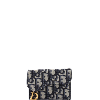 Christian Dior Saddle Bloom Card Holder Oblique Canvas