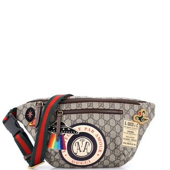 Gucci Courrier Zip Belt Bag GG Coated Canvas with Applique