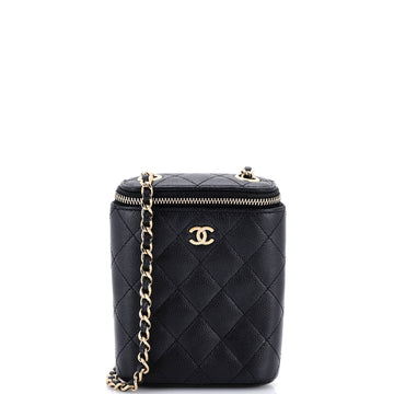 Chanel Vertical Classic Vanity Case with Chain Quilted Caviar Small