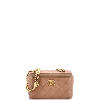 Chanel All Slide Long Vanity Case with Chain Quilted Lambskin Small