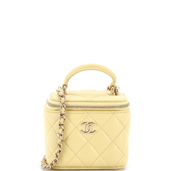 Chanel Classic Top Handle Vanity Case with Chain Quilted Lambskin Mini