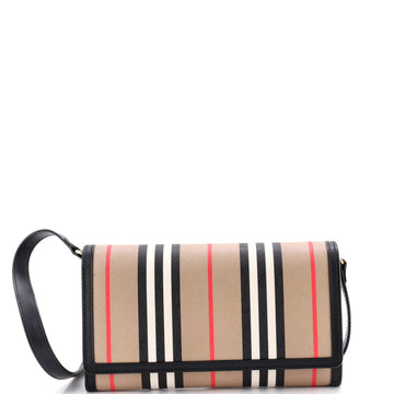 Burberry Hannah Wallet on Strap Icon Stripe E-Canvas