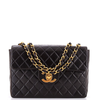 Chanel Vintage Classic Single Flap Bag Quilted Lambskin Maxi