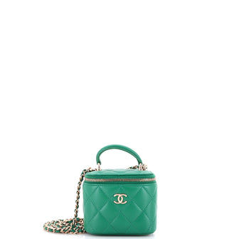Chanel Classic Top Handle Vanity Case with Chain Quilted Lambskin Mini