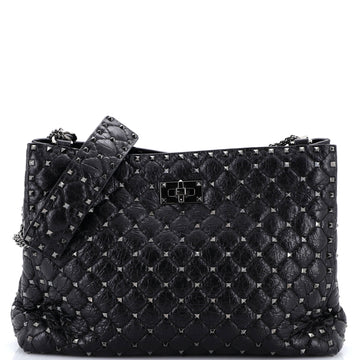 Valentino Garavani Rockstud Spike Chain Tote Quilted Leather Large