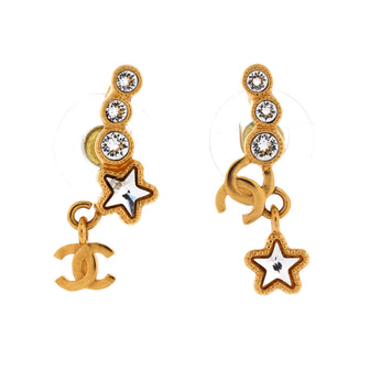 Chanel CC Star Drop Crawler Earrings Metal with Crystals