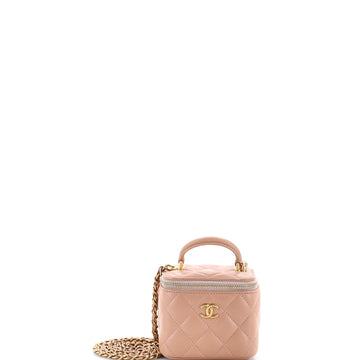 Chanel Classic Top Handle Vanity Case with Chain Quilted Lambskin Mini