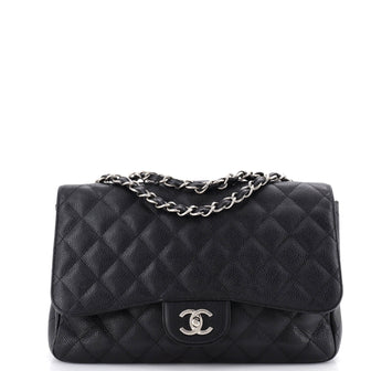 Chanel Classic Single Flap Bag Quilted Caviar Jumbo