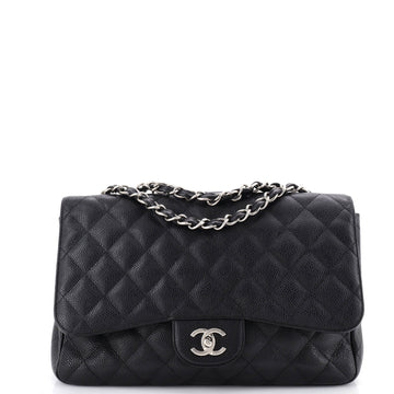 Chanel Classic Single Flap Bag Quilted Caviar Jumbo