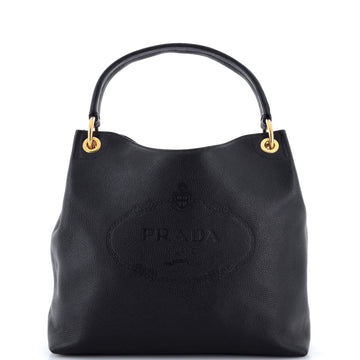 Prada Logo Hobo Embossed Vitello Daino Medium