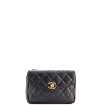 Chanel Vintage Flap Belt Bag Quilted Caviar Small