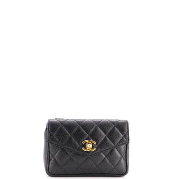 Chanel Vintage Flap Belt Bag Quilted Caviar Small
