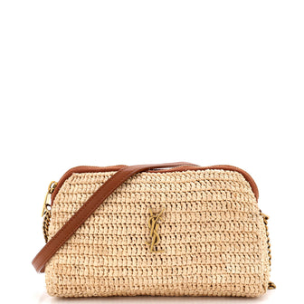 Saint Laurent Gaby Zipped Pouch Crossbody Raffia