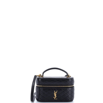 Saint Laurent Gaby Zip Around Vanity Bag Quilted Leather Mini