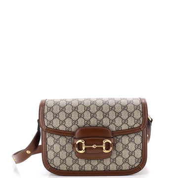Gucci Horsebit 1955 Shoulder Bag GG Coated Canvas with Leather Small