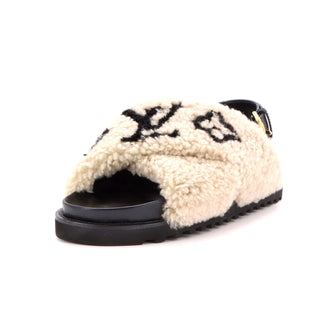 Louis Vuitton Women's Paseo Comfort Slide Slingback Sandals Shearling with Leather