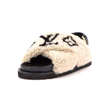 Louis Vuitton Women's Paseo Comfort Slide Slingback Sandals Shearling with Leather