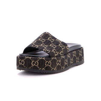 Gucci Women's Angelina Platform Slide Sandals GG Denim