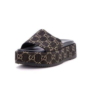 Gucci Women's Angelina Platform Slide Sandals GG Denim