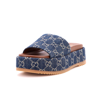 Gucci Women's Angelina Platform Slide Sandals GG Denim