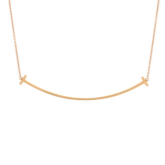 Tiffany & Co. T Smile Pendant Necklace 18K Rose Gold Large