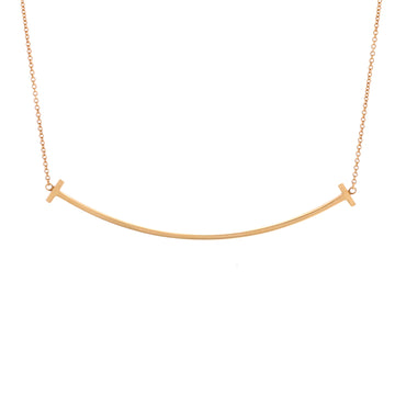 Tiffany & Co. T Smile Pendant Necklace 18K Rose Gold Large
