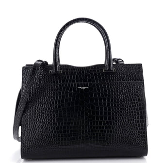 Saint Laurent Uptown Tote Crocodile Embossed Leather Medium