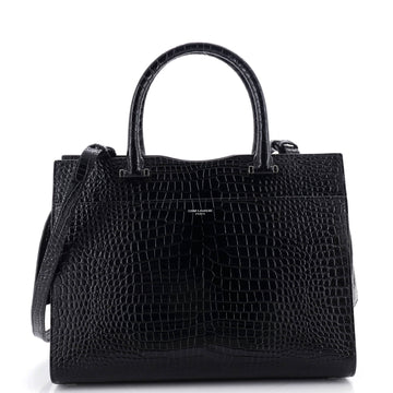 Saint Laurent Uptown Tote Crocodile Embossed Leather Medium