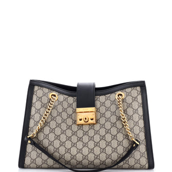 Gucci Padlock Chain Tote GG Coated Canvas with Leather Medium