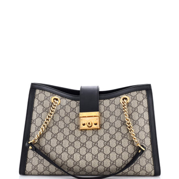 Gucci Padlock Chain Tote GG Coated Canvas with Leather Medium