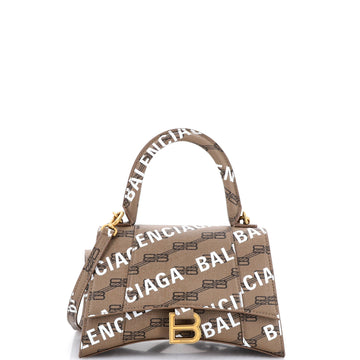 Balenciaga Hourglass Top Handle Bag Monogram Coated Canvas Small