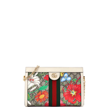 Gucci Ophidia Chain Shoulder Bag Flora GG Coated Canvas Small