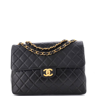 Chanel Vintage Classic Single Flap Bag Quilted Lambskin Maxi